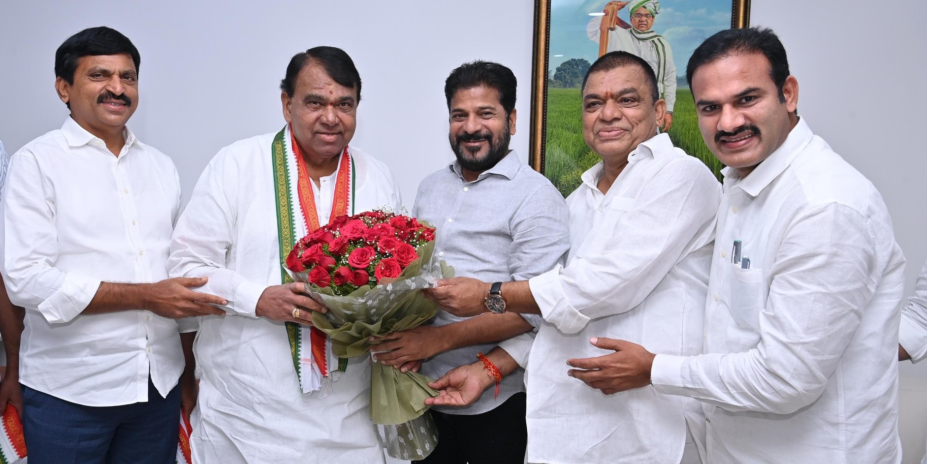 Revanth Reddy with Pocharam Srinivas Reddy. (Supplied)