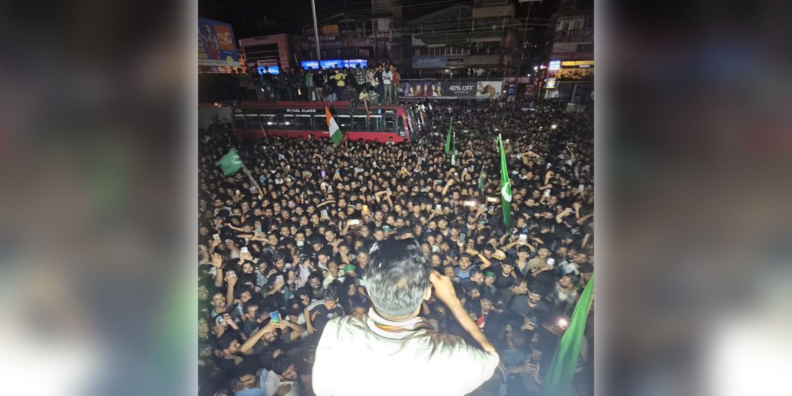 Shafi Parambil at the victory rally
