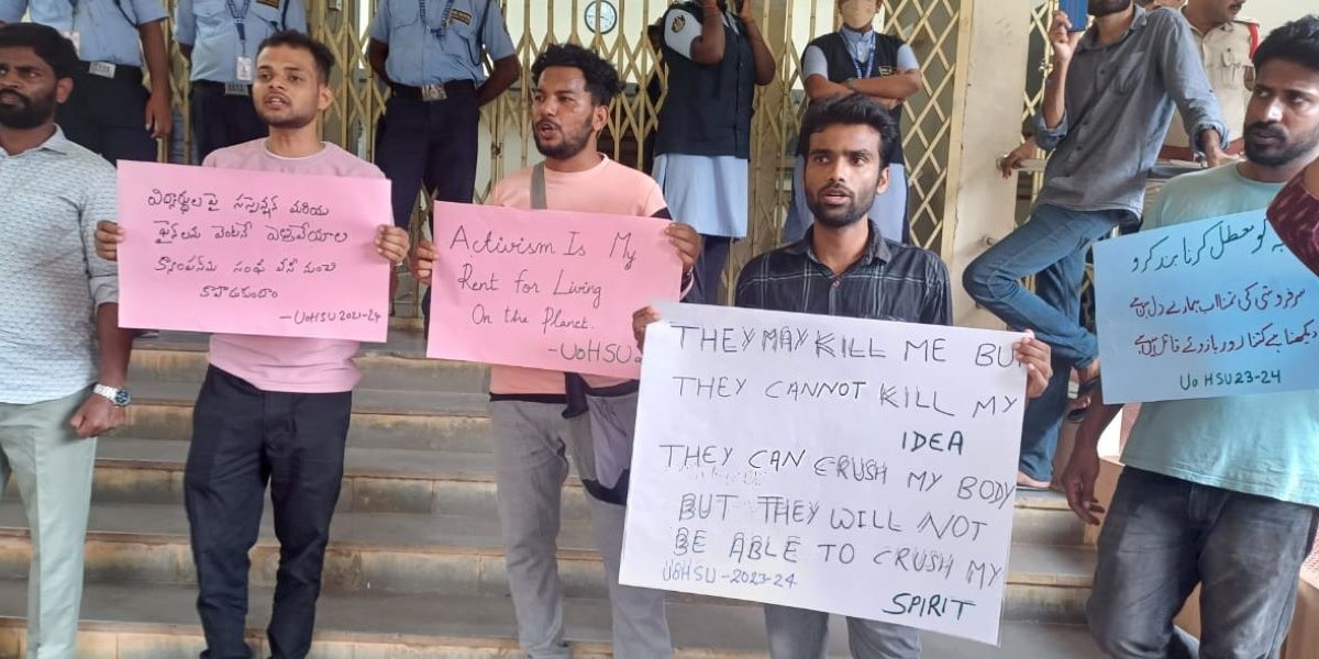 Students protest against the suspensions