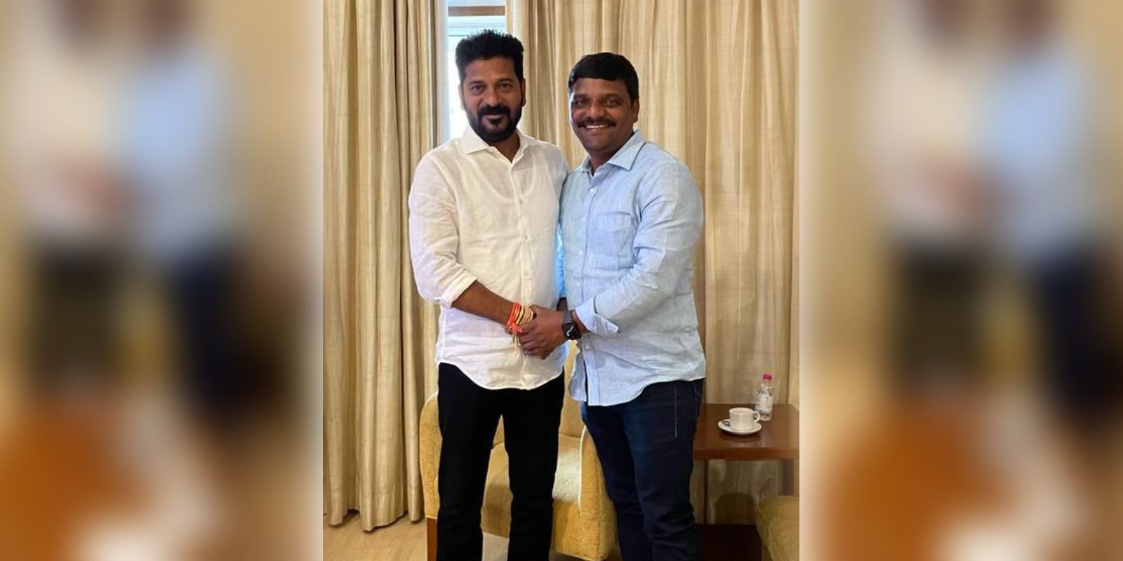 Teenmar Mallanna with Revanth Reddy