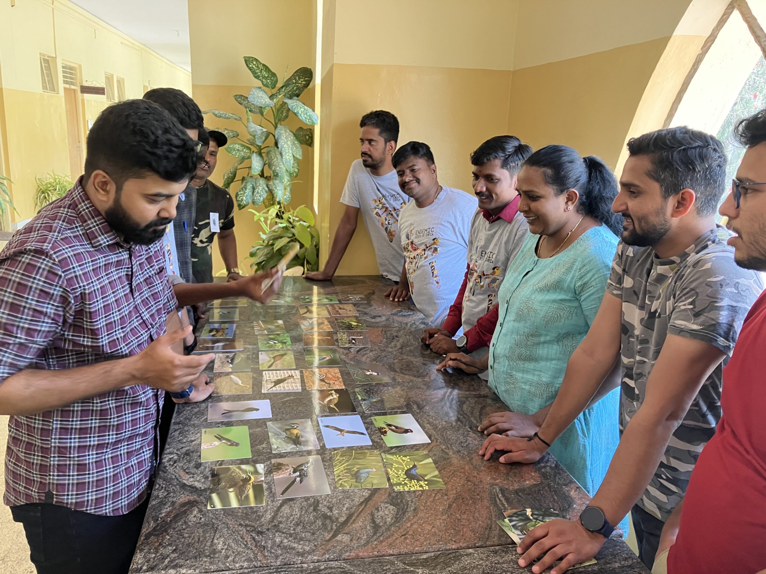 Training trainers in flashcard games to identity birds. (Supplied)