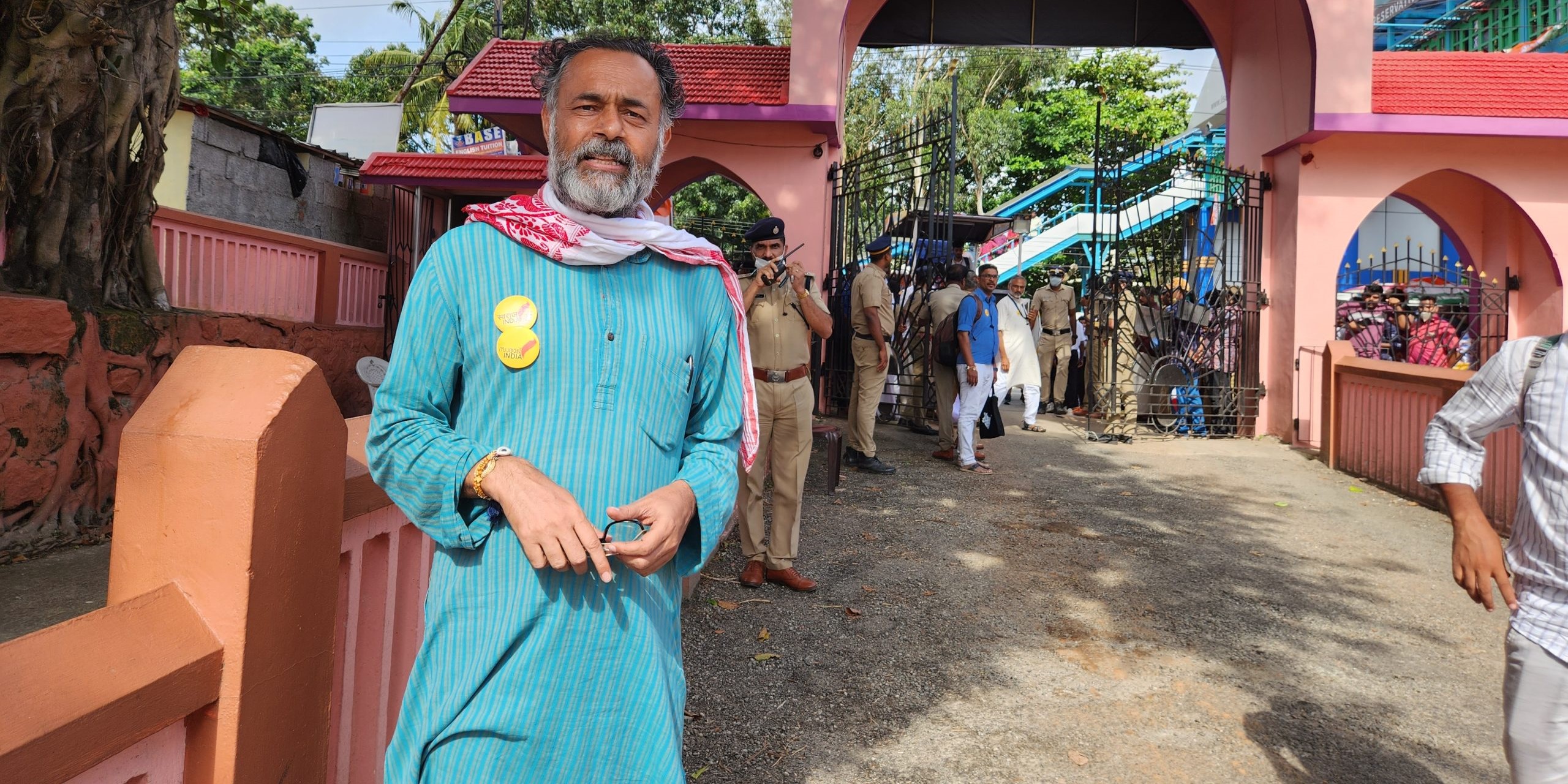 File picture of Yogendra Yadav at Bharat Jodo Yatra. (Anusha Ravi Sood/South First)