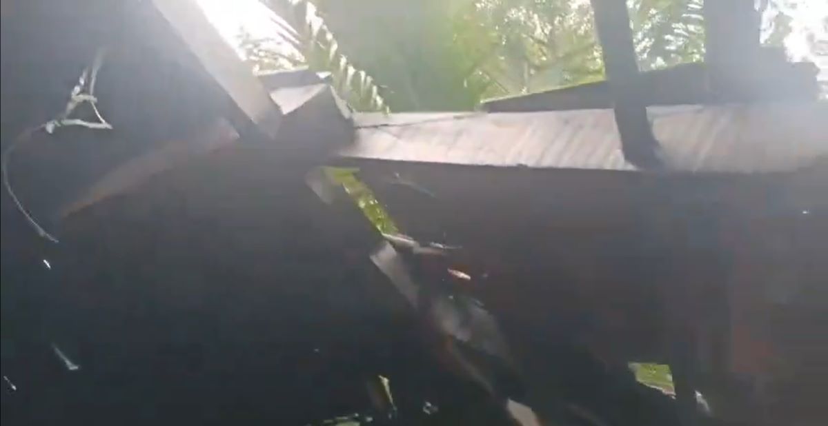 Collapsed roof of the house