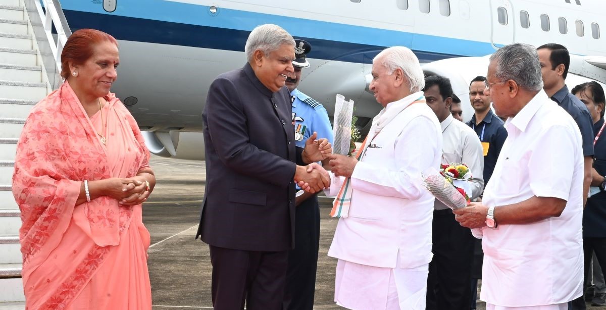 Jagdeep Dhankar recieved by CM Pinarayi Vijayan and Governor Khan