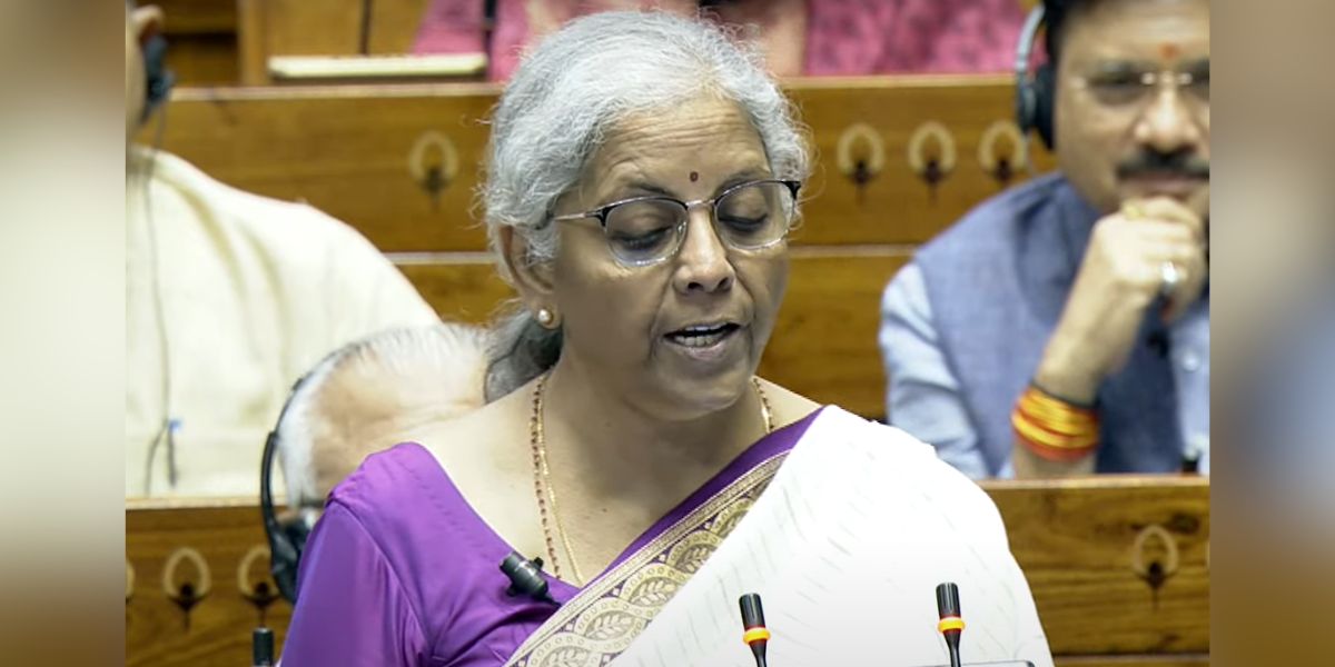 Nirmala Sitharaman presenting the Union budget.