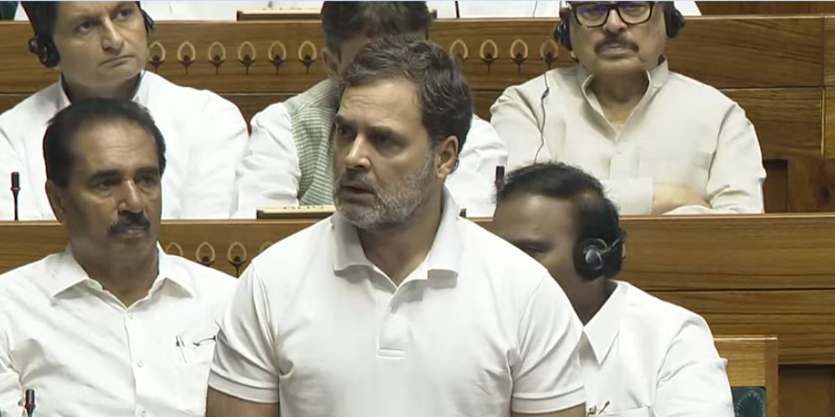 Rahul Gandhi speaking at the Lok Sabha.