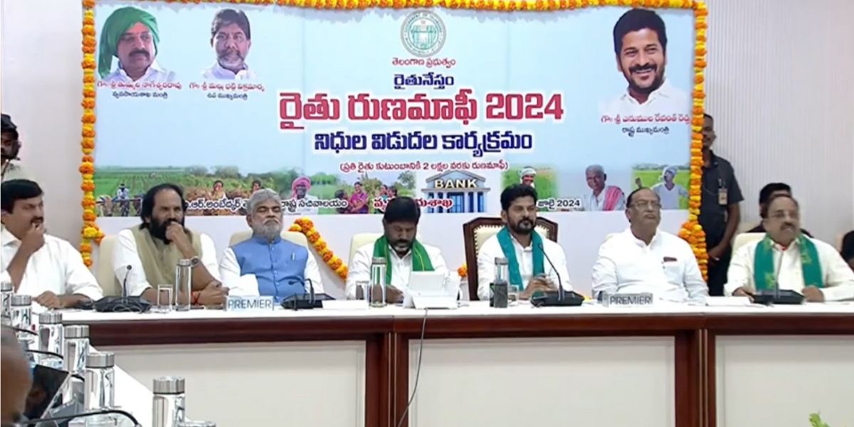 Revanth Reddy addressed farmers who gathered at Rythu Vedikas across the state from the state Secretariat in Hyderabad over a video conference.