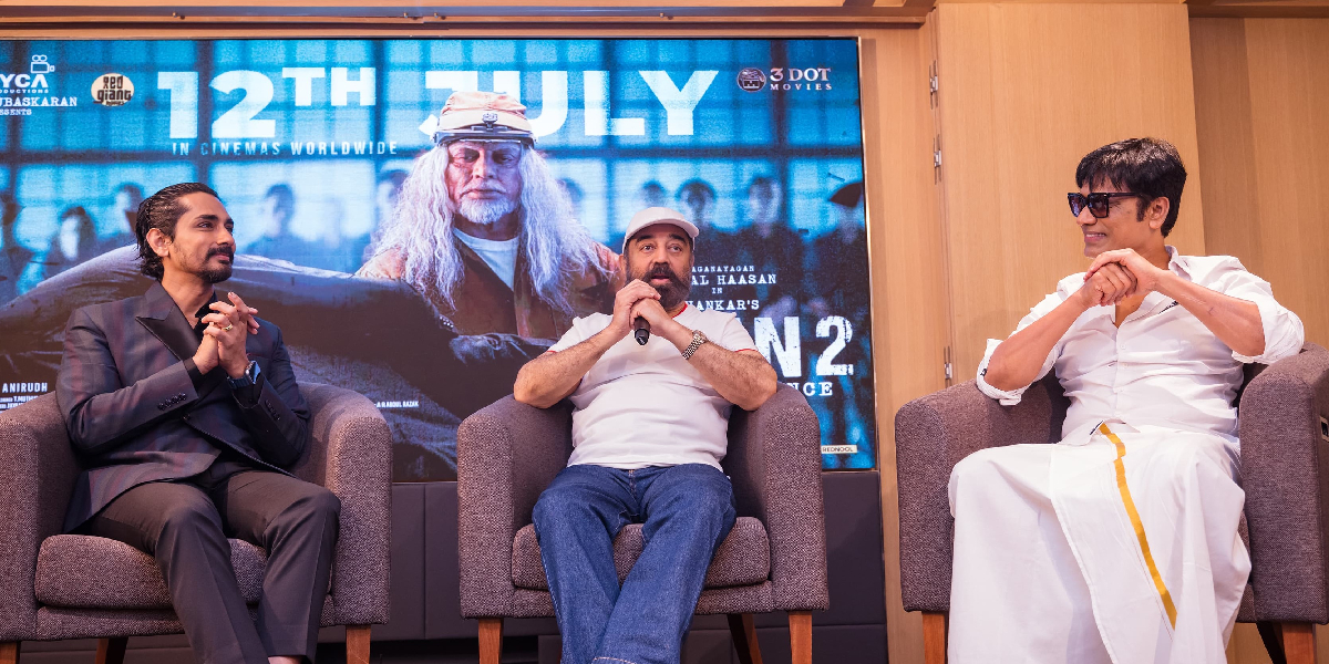 Siddharth Kamal Haasan and SJ Suryah at Indian 2 promotions in Singapore