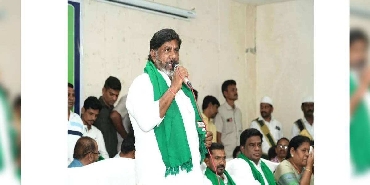 Dy CM Bhatti Vikramarka addressing farmers in Adilabad (Supplied)