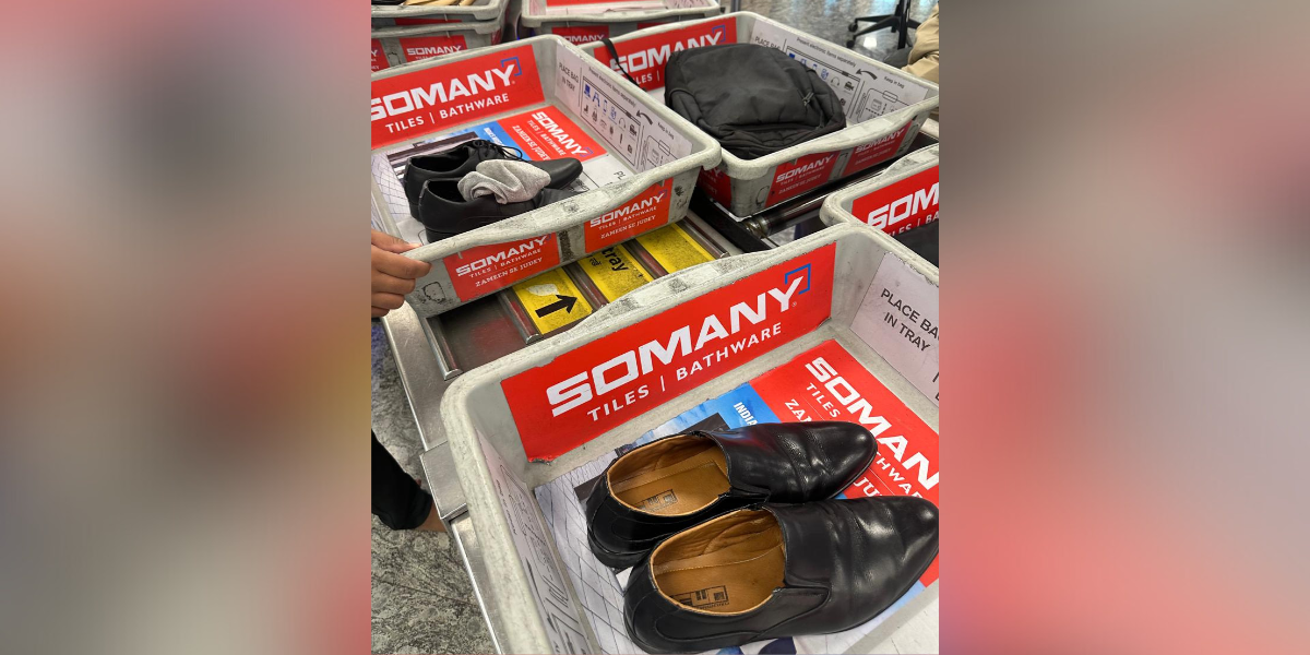 People are using same trays to keep personal belongings and their shoes. (X)