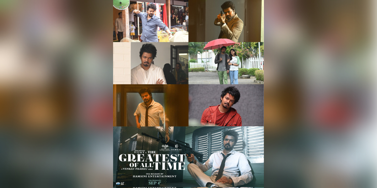 A collage of stills from Venkat Prabhu's The GOAT