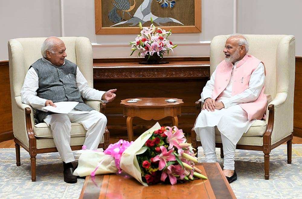 Governor Arif Mohammad Khan and Prime Minister Narendra Modi. If the Union government decides to extend Khan’s tenure, it would be a calculated gamble.