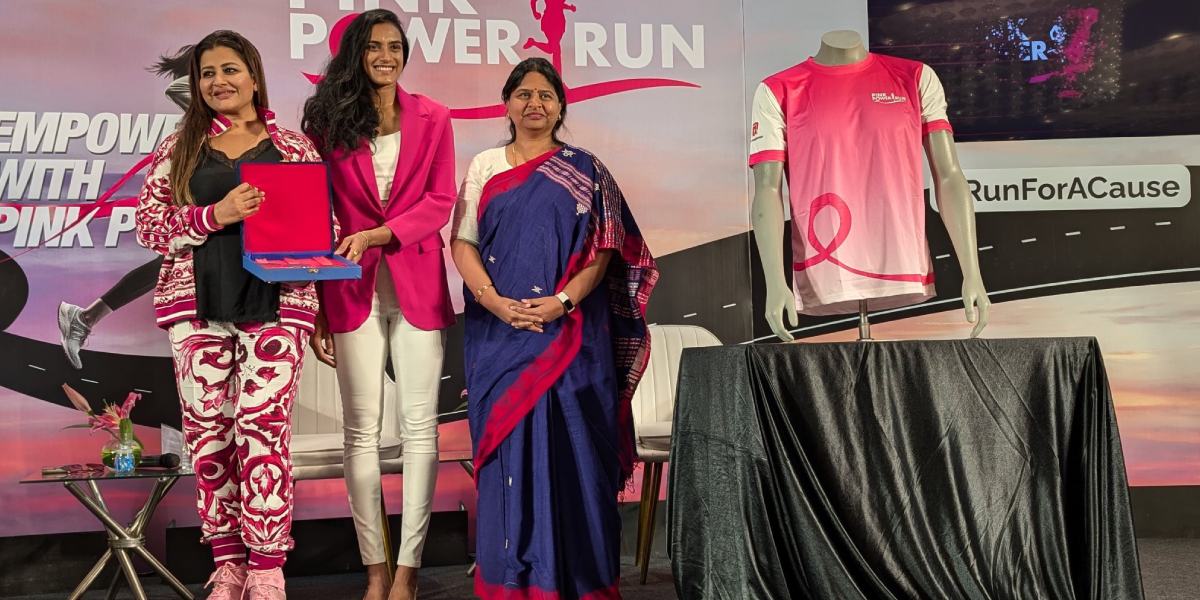 Olympian PV Sindhu unveiling the logo and medals of the event in Hyderabad.