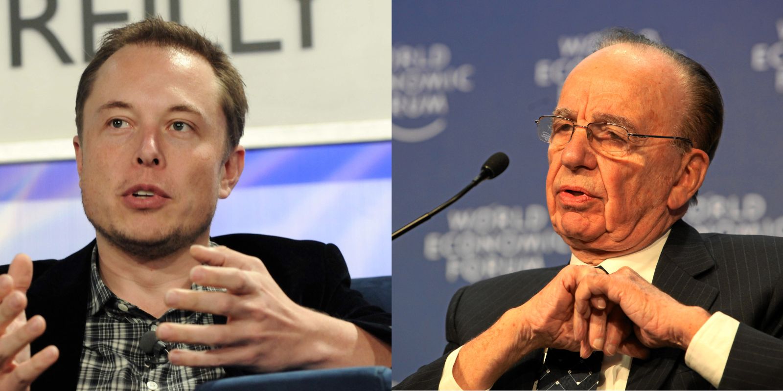 Elon Musk and Rupert Murdoch. (Wikimedia Commons)