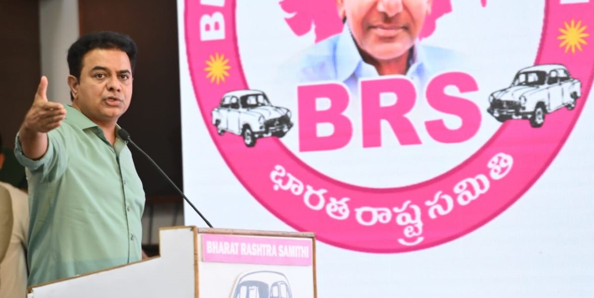 BRS working president KTR adressing the media about Musi riverfront project