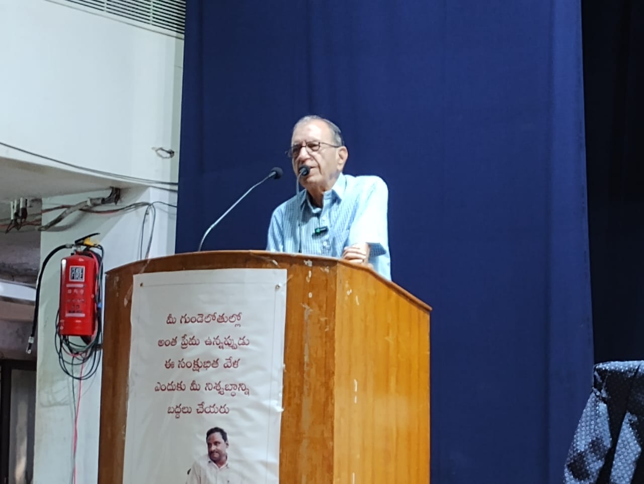 Professor G Haragopal speaking during the memorial meeting of GN Saibaba in Hyderabad.