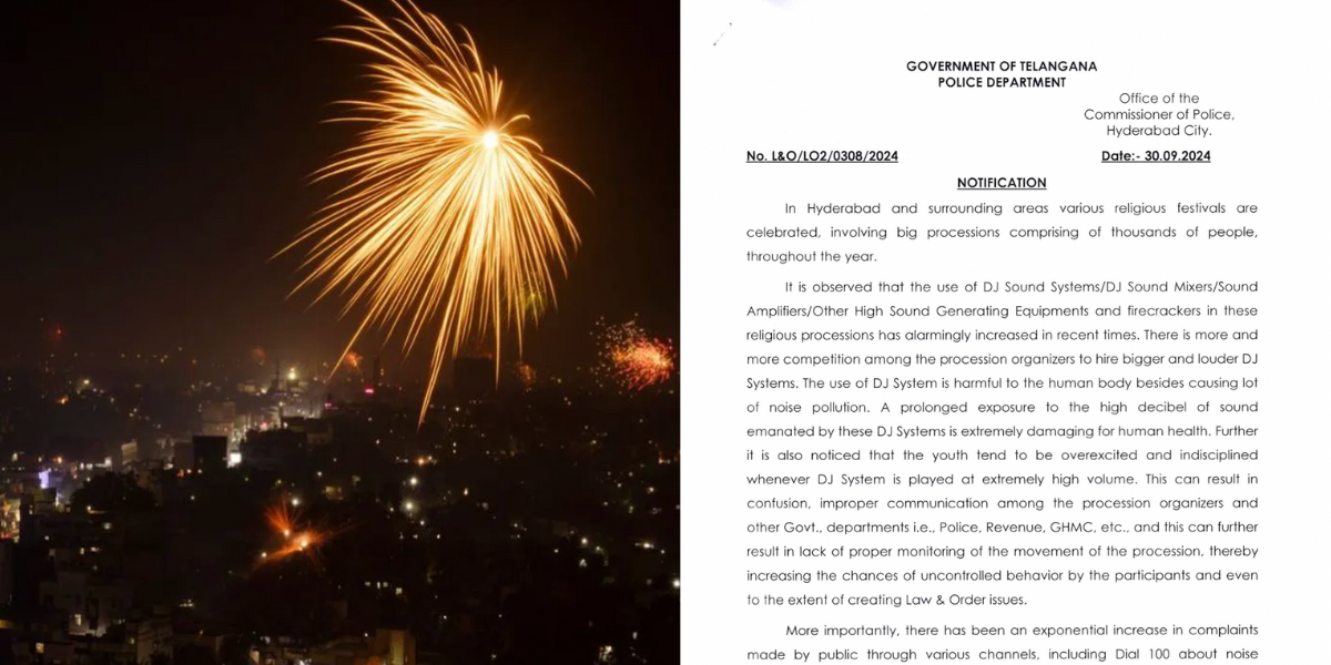 Hyderabad Police bans loud music and firecrackers during religious processions