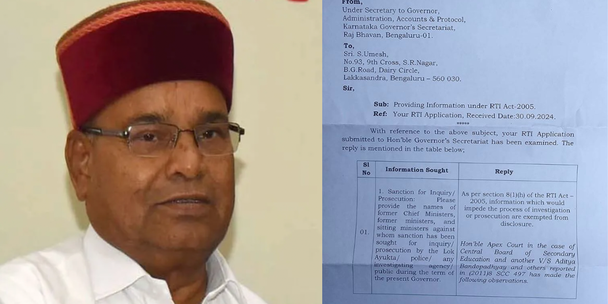 Governor refuses RTI disclosure on corruption action against politicians