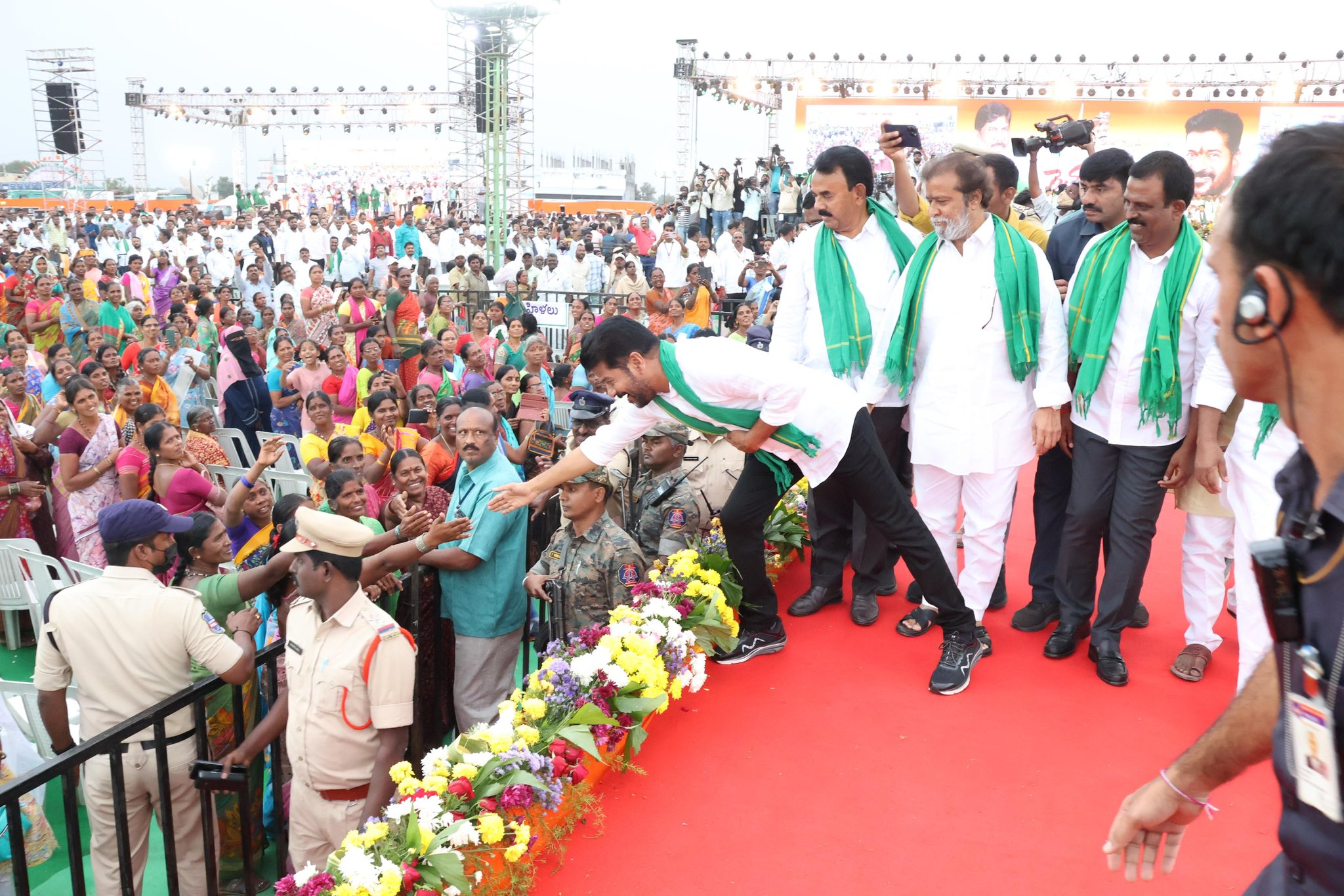 Telangana Chief Minister A Revanth Reddy at the "farmers festival" in Mahabubnagar on Saturday. (X)