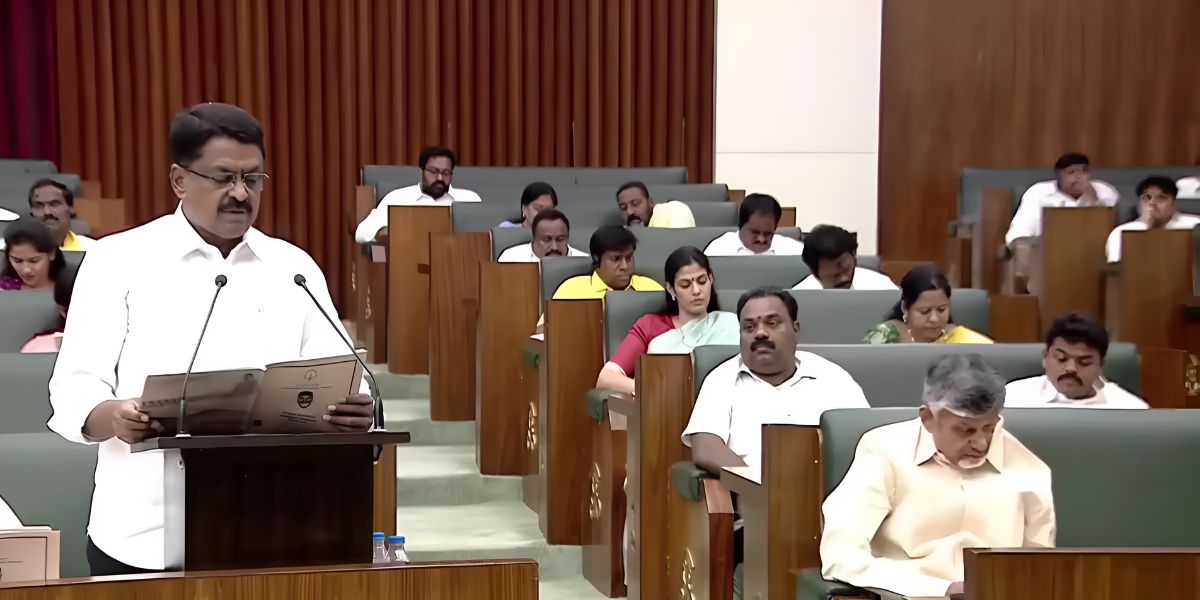 Andhra Pradesh Finance Minister Payyavula Keshav presenting the budget. (Screengrab)