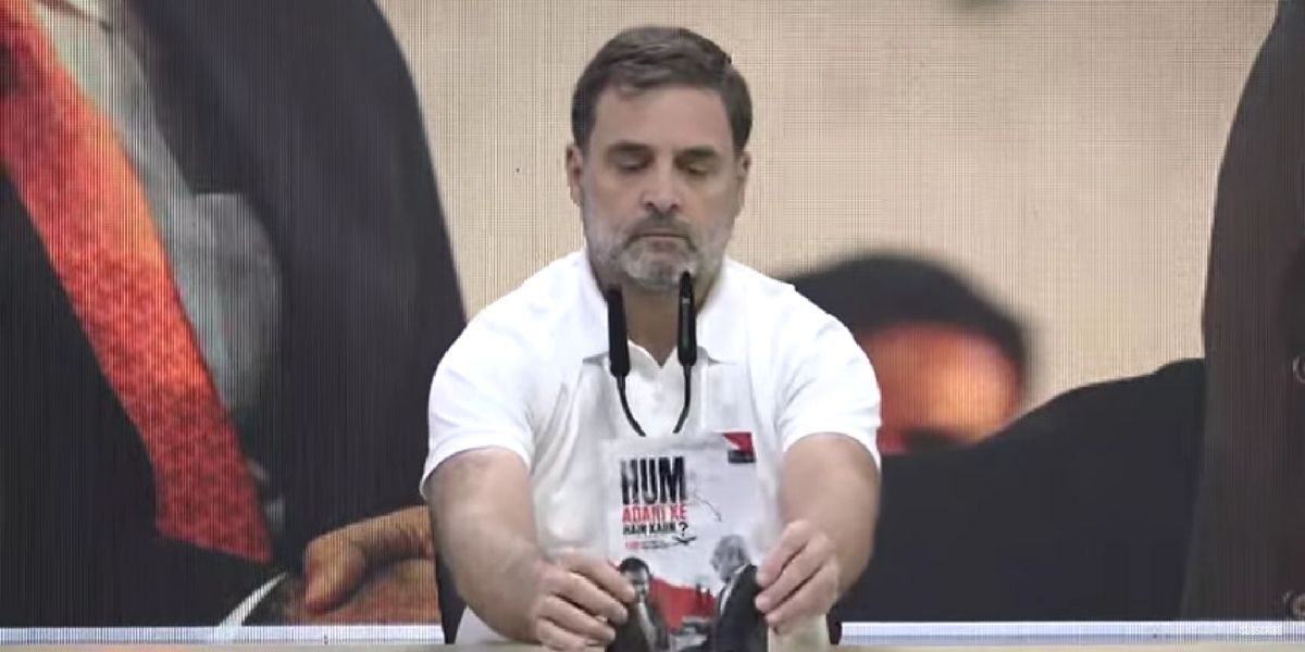Rahul Gandhi during the press conference. (Screengrab)