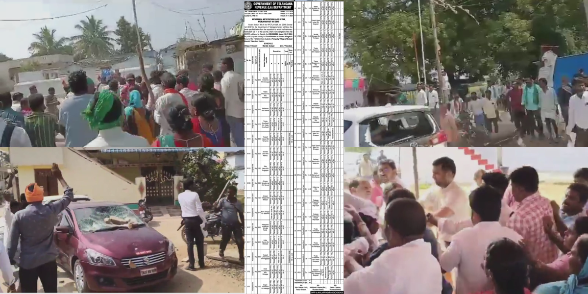 The Telangana government notified its withdrawal of acquired lands for the pharma village in Dudyal Mandal