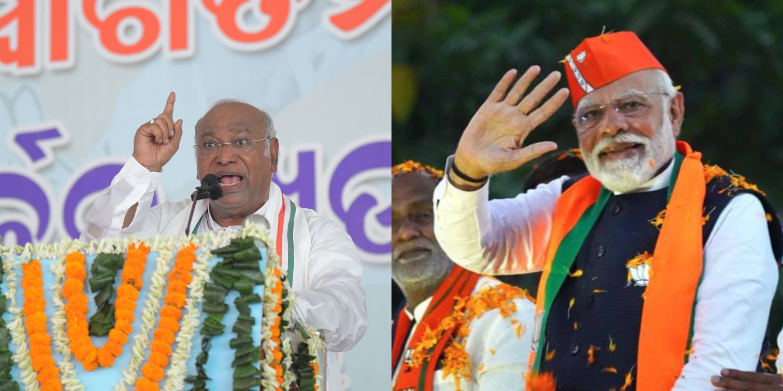 Mallikarjun Kharge and Narendra Modi