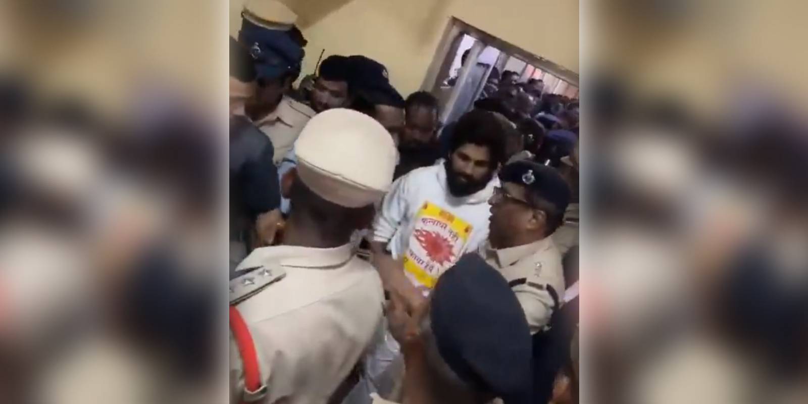 Allu Arjun being taken to jail