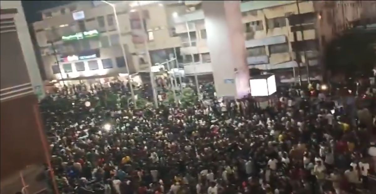 Crowd near the Sandhya theatre