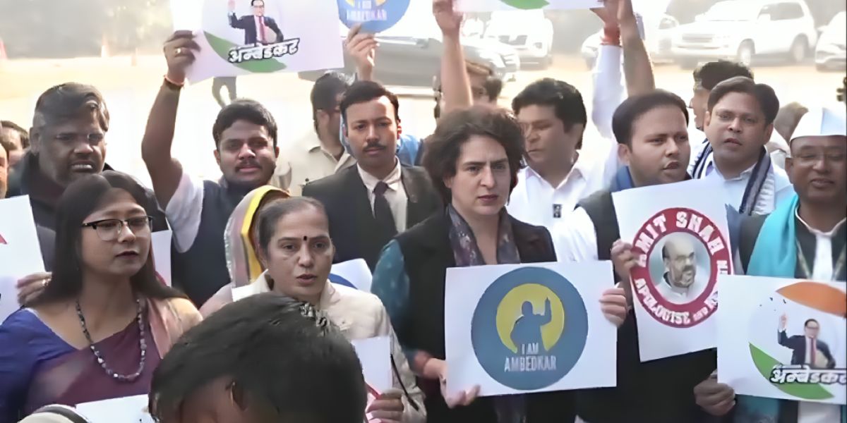 INDIA bloc MPs protest seeking Amit Shah's resignation.