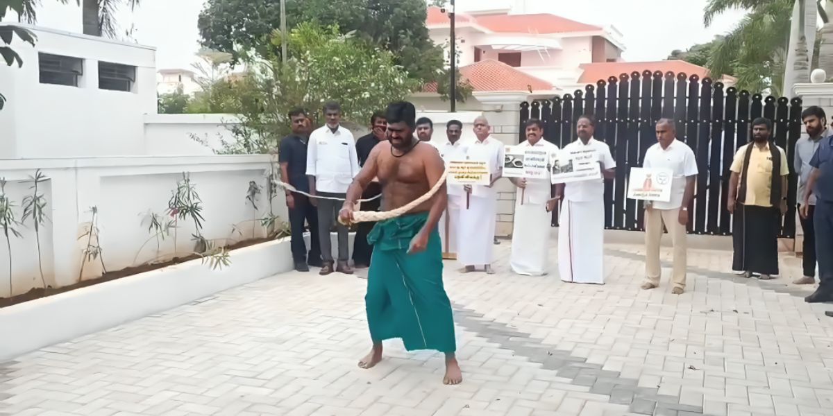 K Annamalai's protest against DMK government in Tamil Nadu by whipping himself.
