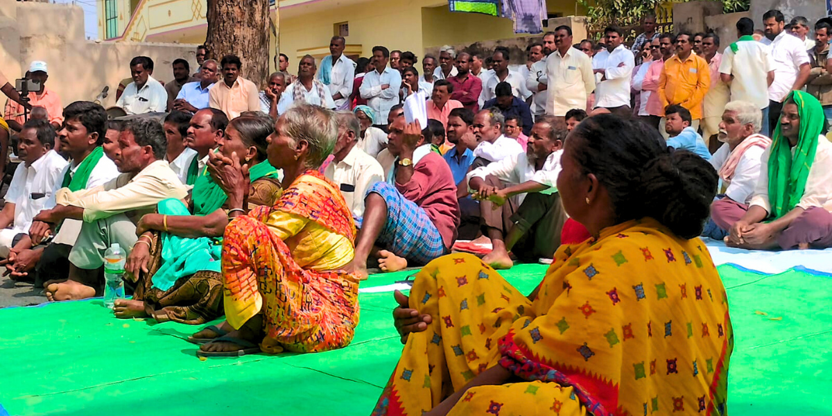 Farmers and civil society representatives came together to protest the Green Pharma City in Rangareddy District