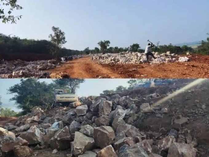 Mining activities in Mailaram Hill. (Supplied)