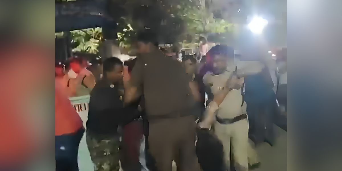 Officials carrying an injured person in Tirupati.