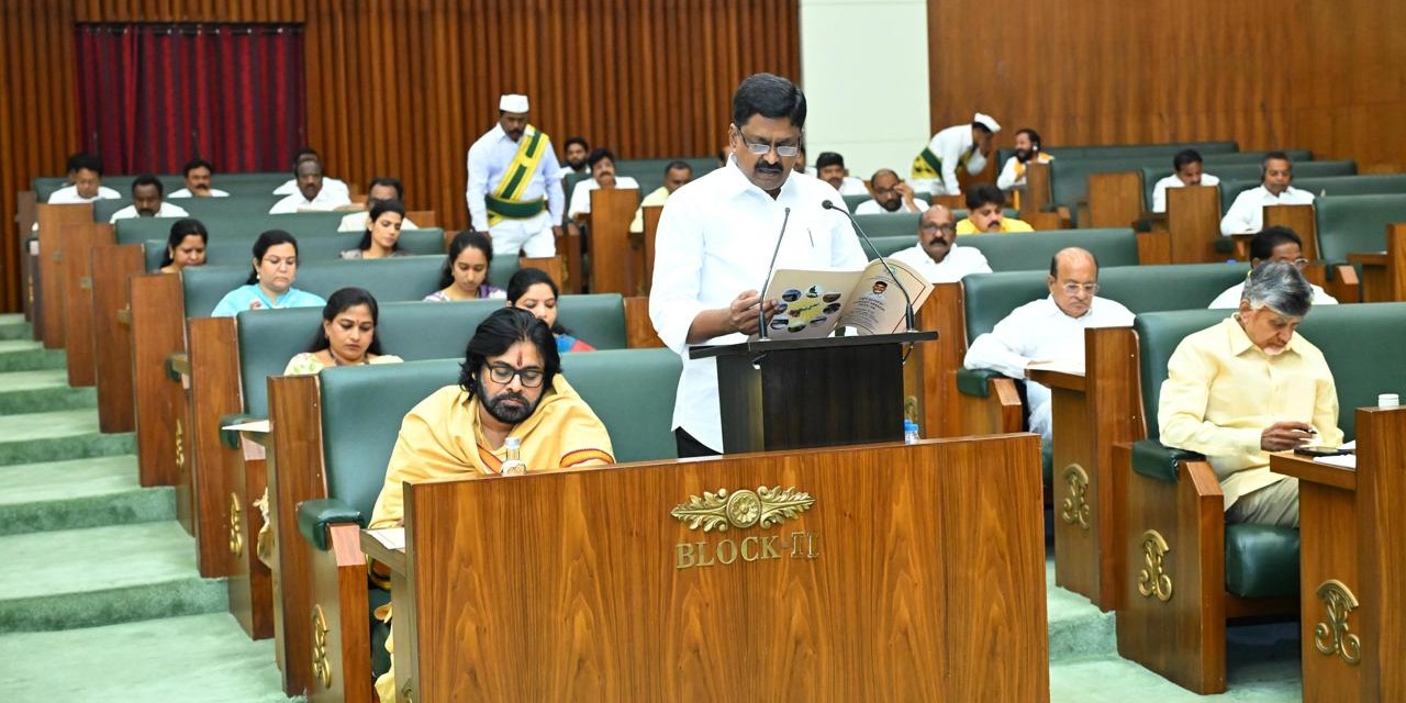 Andhra Pradesh Finance Minister Payyavula Keshav presenting the budget. (X)