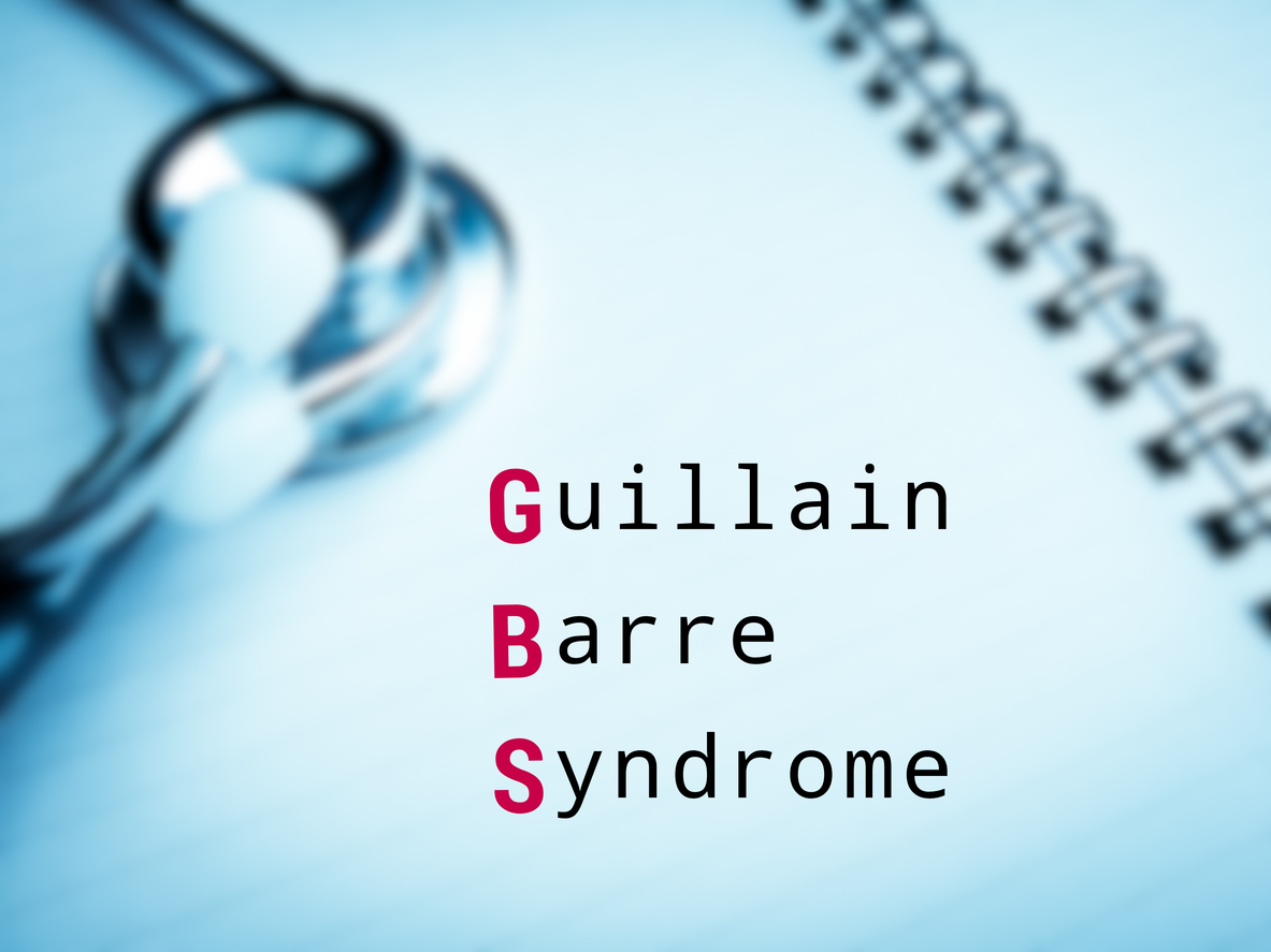 Guillain-Barré syndrome (GBS) medical term, medical conceptual image.