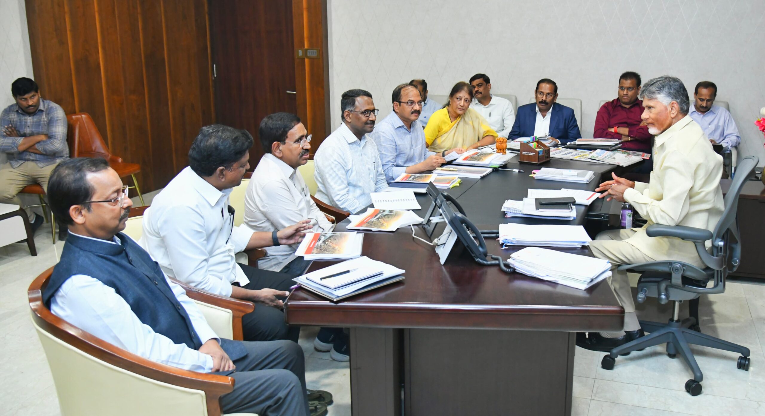 Chief Minister N Chandrababu Naidu chaired a CRDA meeting on Tuesday.