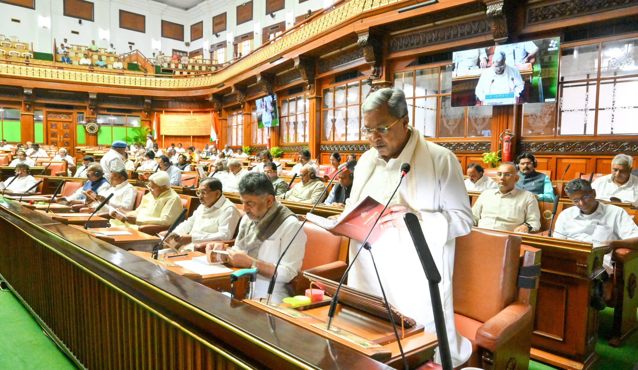 Chief Minister Siddaramaiah presenting the Karnataka budget for 2025-26. (Supplied)