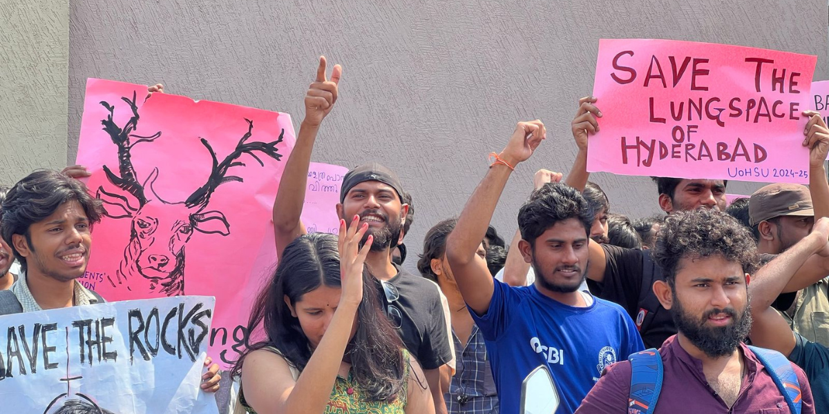 University of Hyderabad protested the auction of 400 acres
