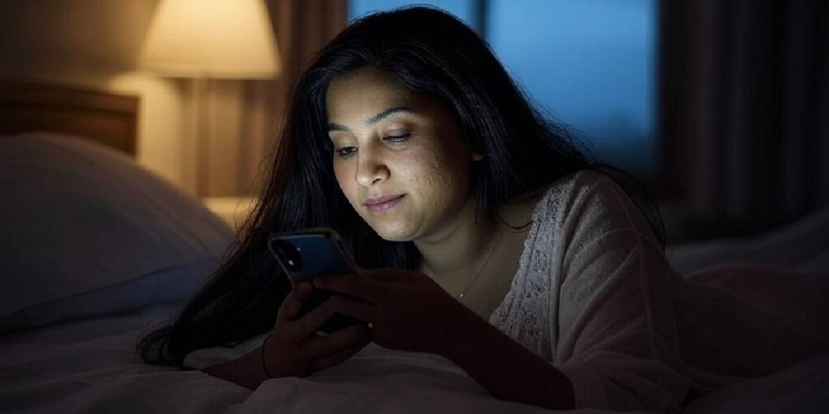 Women using phone before bed(AI Generated)