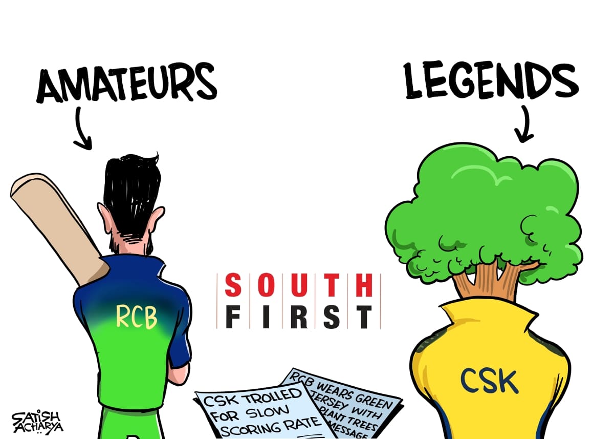CSK trolled for slow score while RCB dons green jersey.
