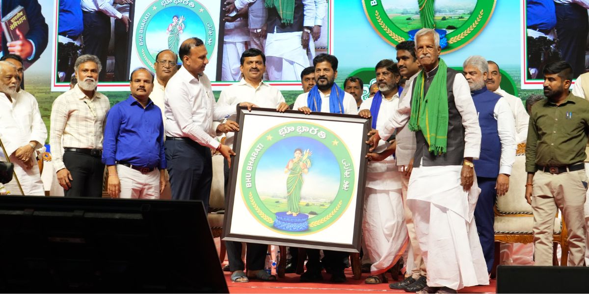 Telangana Chief Minister Revanth Reddy during the launch of the Bhu Bharathi portal.