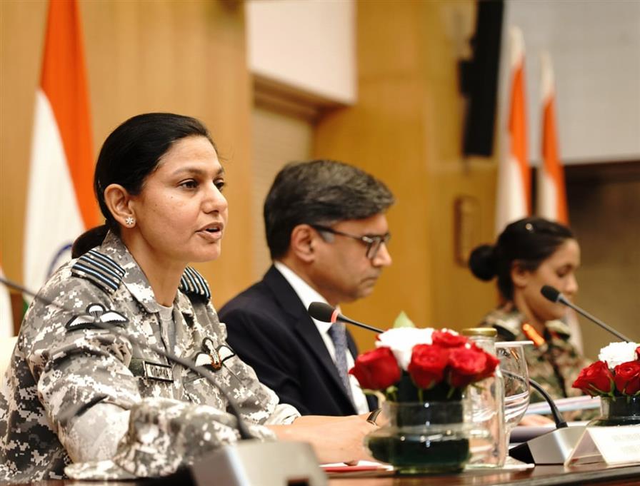Wing Commander Vyomika Singh, External Affairs Secretary Vikram Misri, and Colonel Sofiya Qureshi at an earlier joint press conference, briefing the media about Operation Sindoor. (PIB)