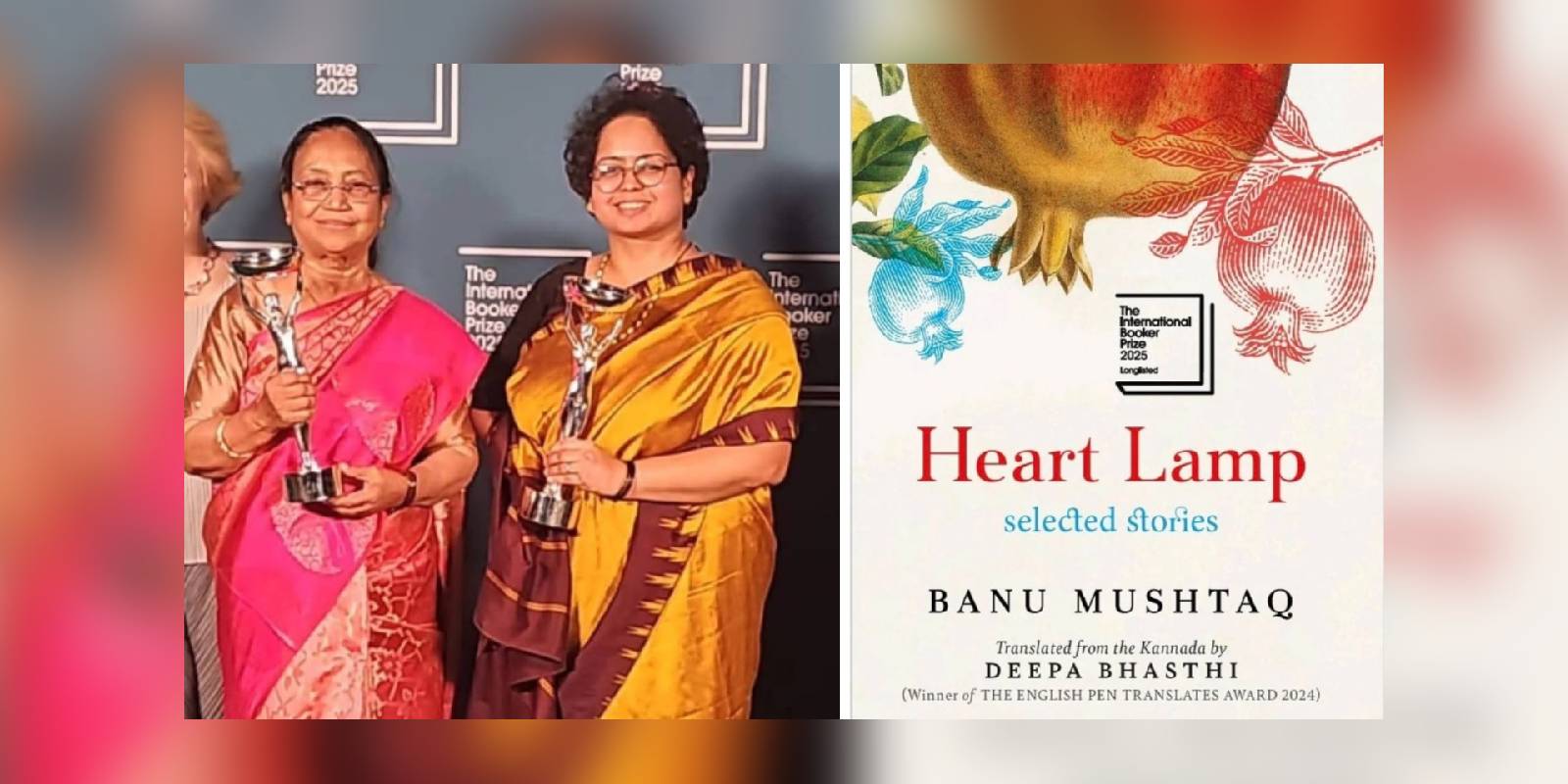 Banu Mushtaq wins the International Booker Prize, for her book Heart Lamp, translated by Deepa Bhasthi.