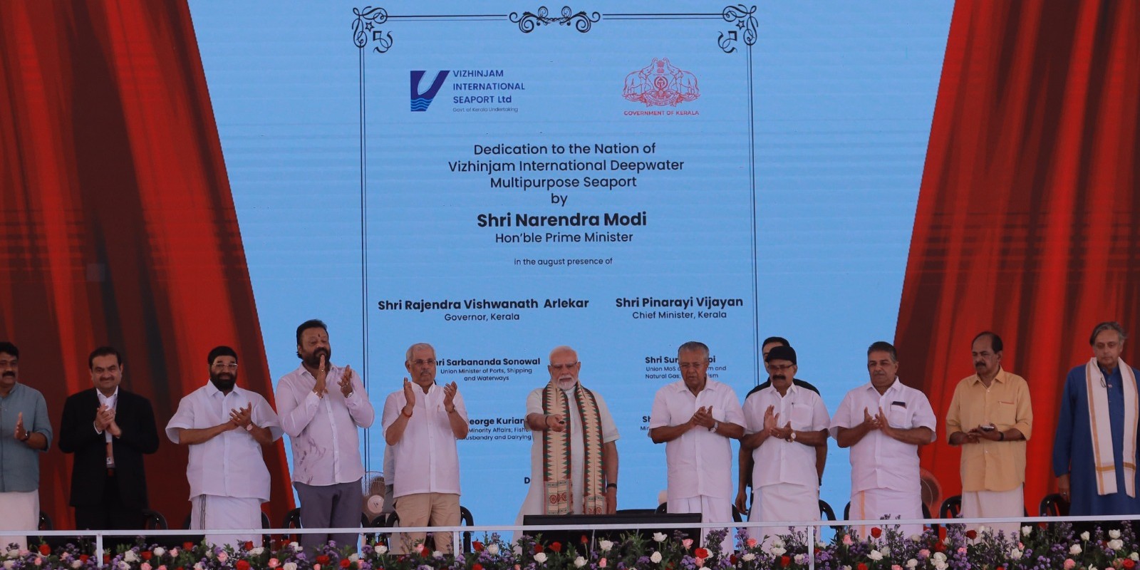 Prime Minister Narendra Modi dedicating the Vizhinjam International Seaport to the nation