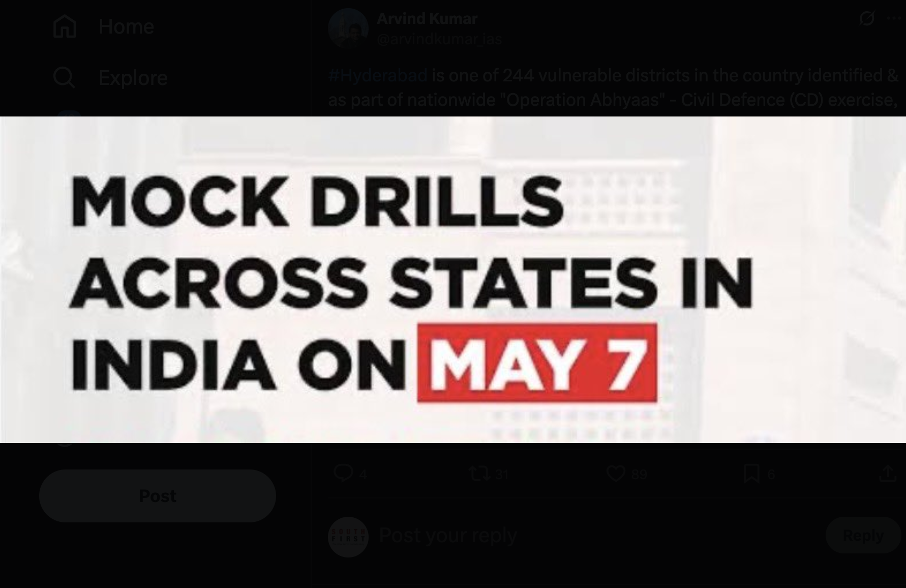 Hyderabad to conduct civil defence mock drill ‘Operation Abhyaas’ on 7 May