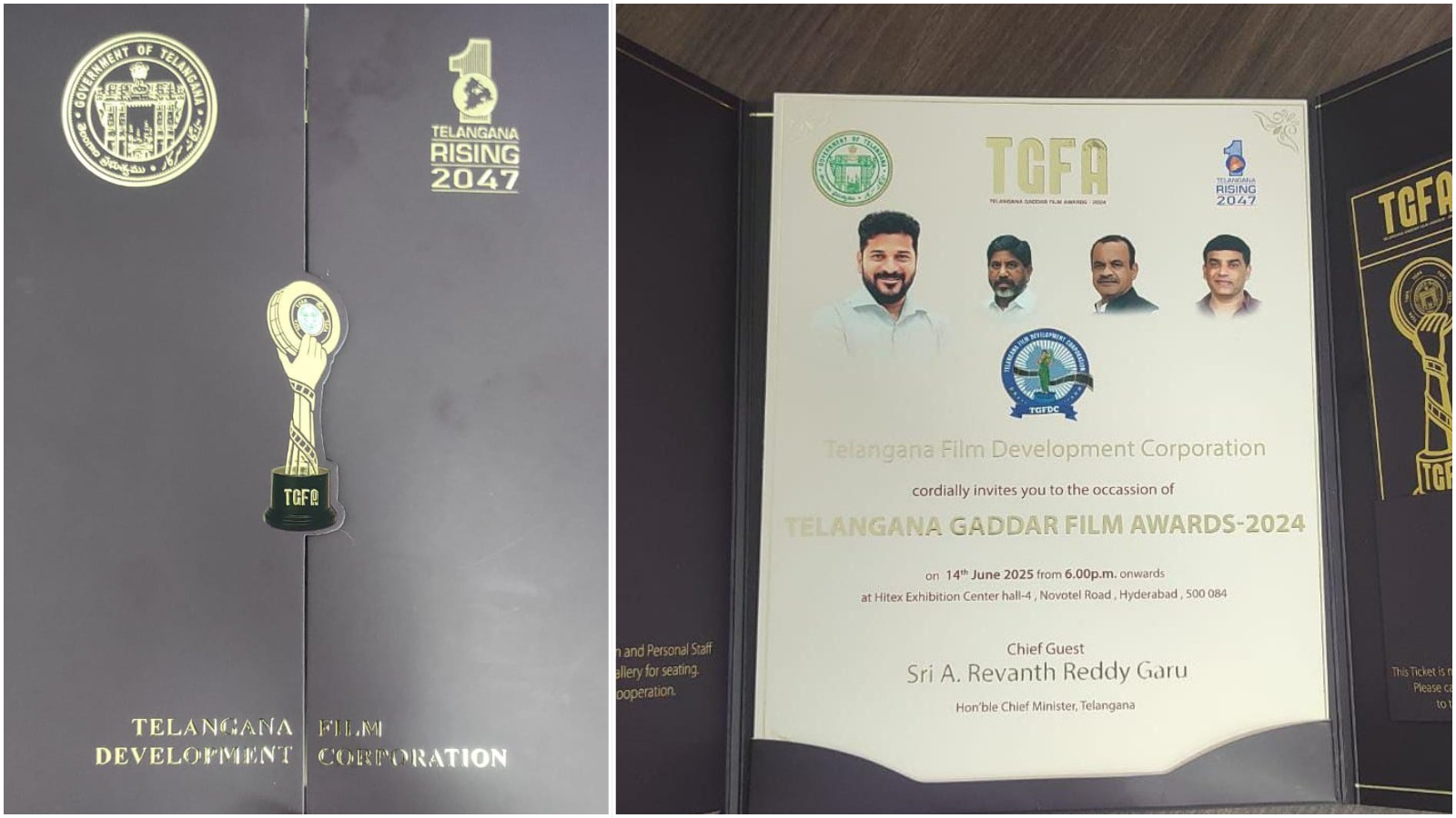 Gaddar's face is missing from the invitations of the Telangana Gaddar Film Awards