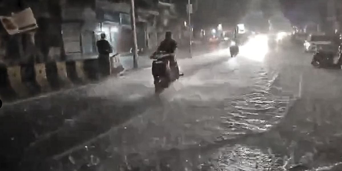 Heavy rains and waterlogging in Hyderabad.