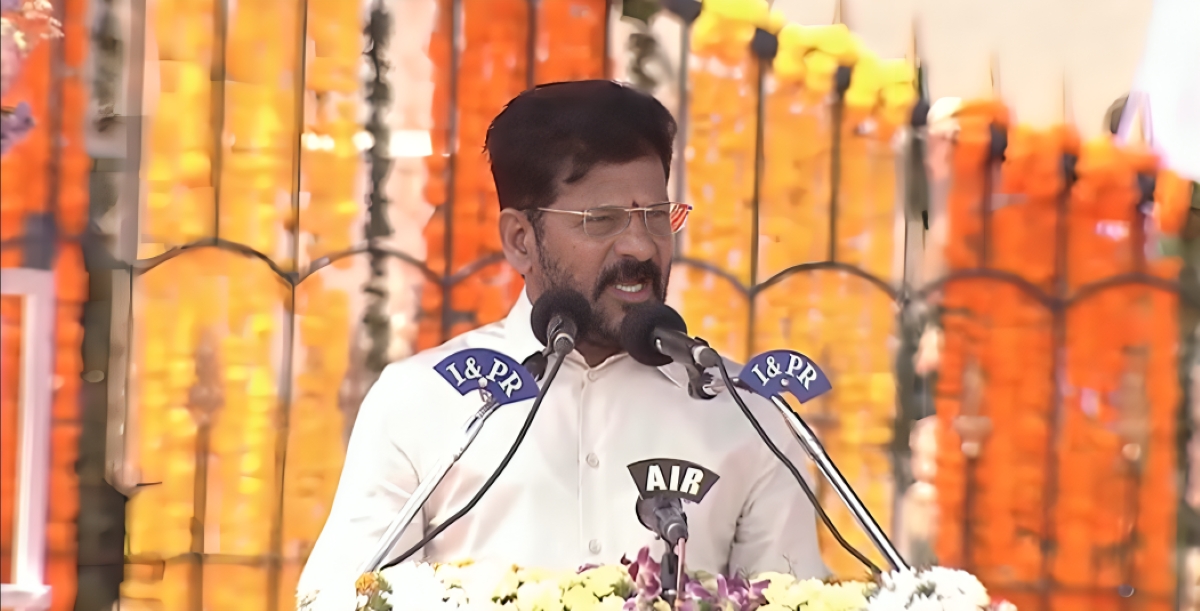 Revanth Reddy during the Telangana Formation Day celebrations