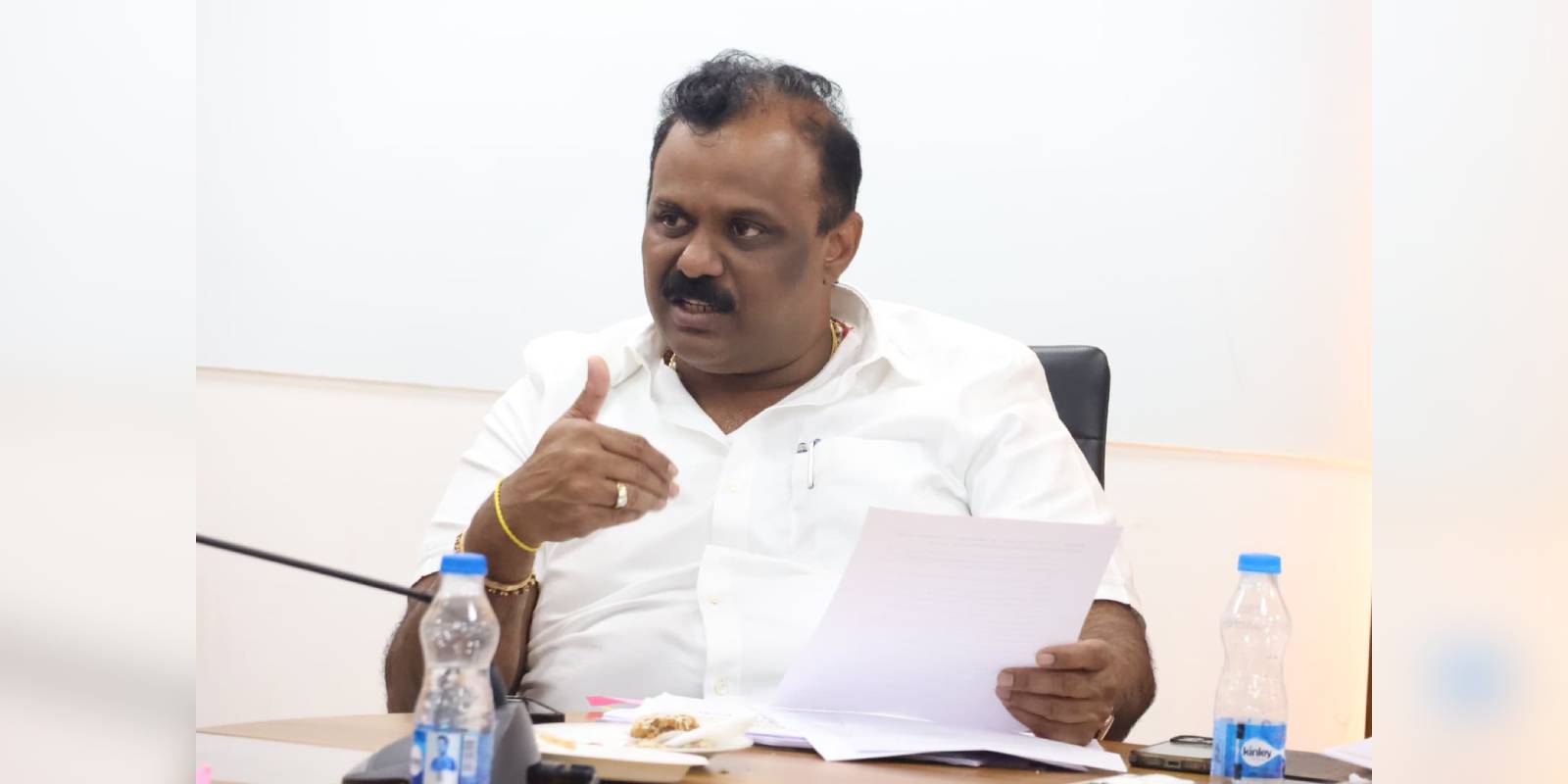Revenue Minister Anagani Satya Prasad at the cabinet sub-committee on revenue reforms